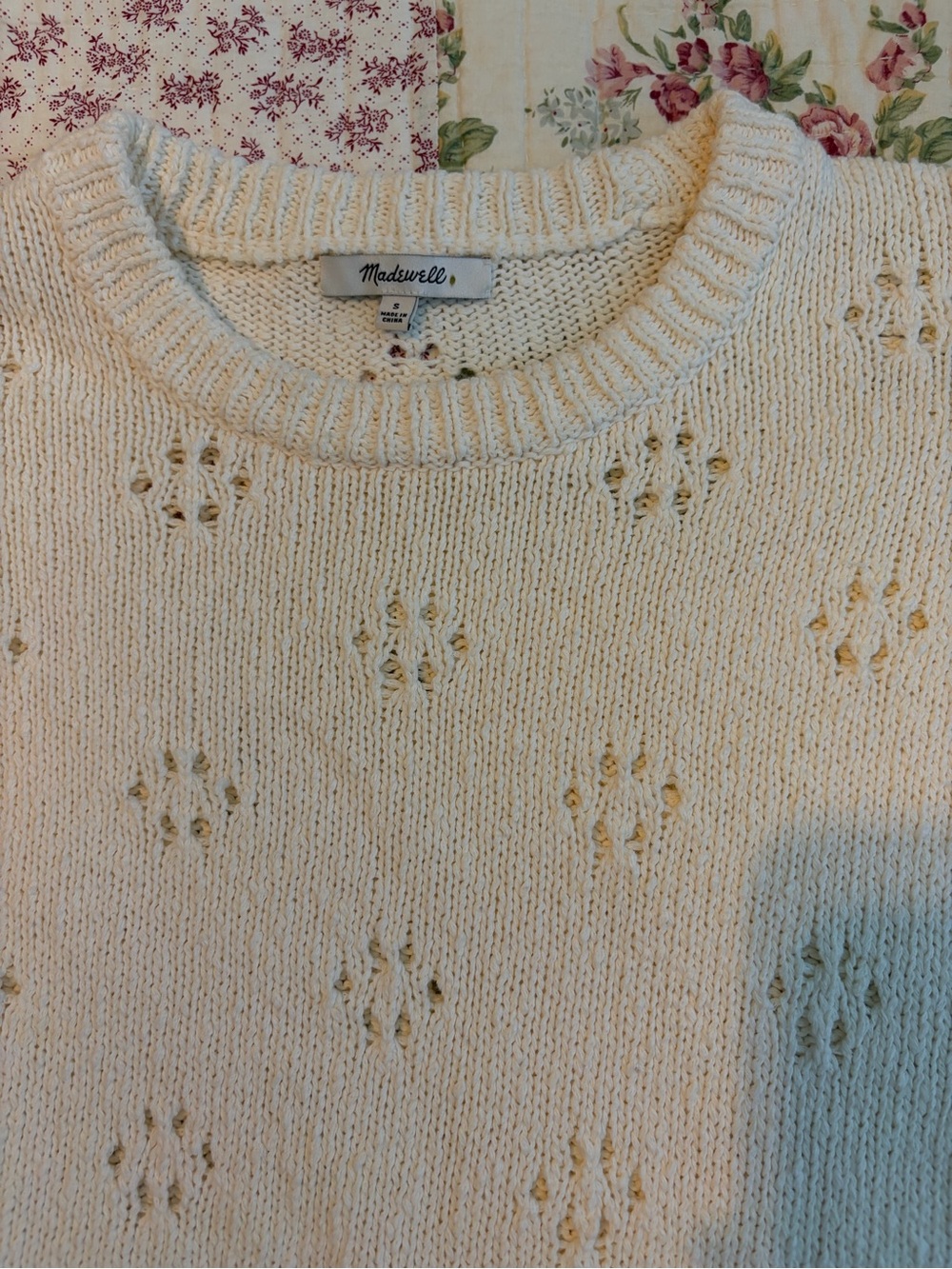 Madewell Cream Openwork Scoopneck Sweater